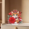 Acrylic Red Rose Cat - 5D DIY Craft Ornament