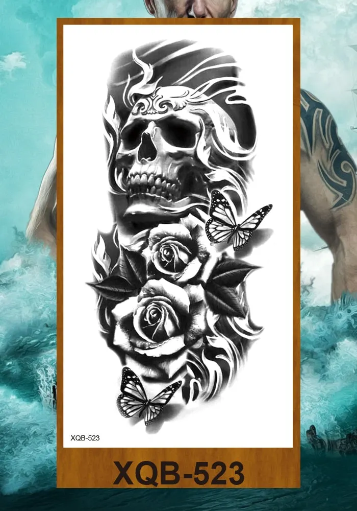 Tattoo Sticker Tribal Mighty Tiger Tatoo Men Women Africa Serengeti Lion Temporary Tattoo Black Indian Warrior Waterproof Flash