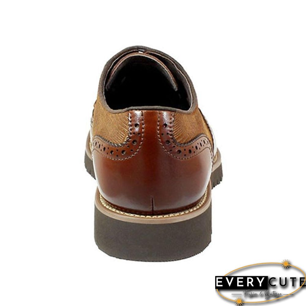 Men's Fashion Lattice Spliced Leather Brogue Shoes