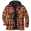 Men's Classic Flannel Retro Plaid Shirt Hooded Jacket Coat