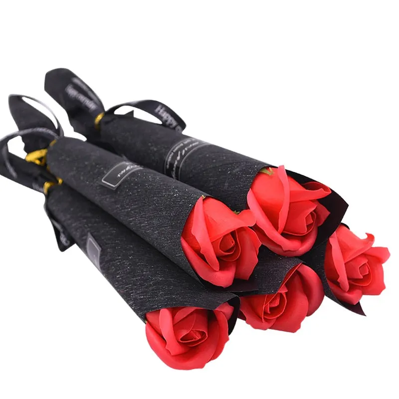 5Pcs Soap Flower Rose Artificial Flower Bouquet Multicolor Rose Wedding Flower Decoration Scrapbooking Fake Rose Flower