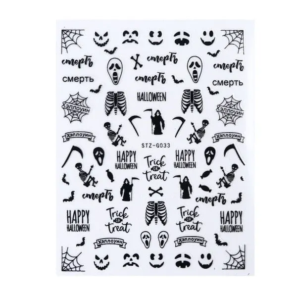 Nail Stickers Back Glue Multiple colors Hallowmas Designs Nail Decal Decoration Tips For Beauty Salons-Nail Inspo