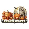 Wooden Halloween Pumpkin Owl 3 Hooks Diamond Painting Hook Rail DIY Crafts Decor