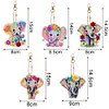 6Pcs Diamond Art Keyring Set Double Sided Cartoon Special Shaped (Elephant)