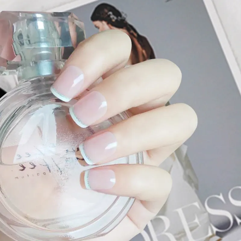 24pcs/set Press on Nail Tips Acrylic 10 Sizes Flower Design Fake Nails Art Full Cover French False Nail Art Tips Artifical Nails-Nail Inspo
