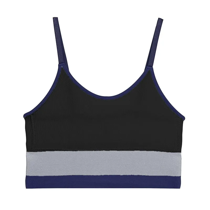 FINETOO Fashion Patchwork Tops Soft Wireless Bralette Women Deep V Camisoles Comfortable Tanks M-XL Girls Crop Top Lingerie 2021