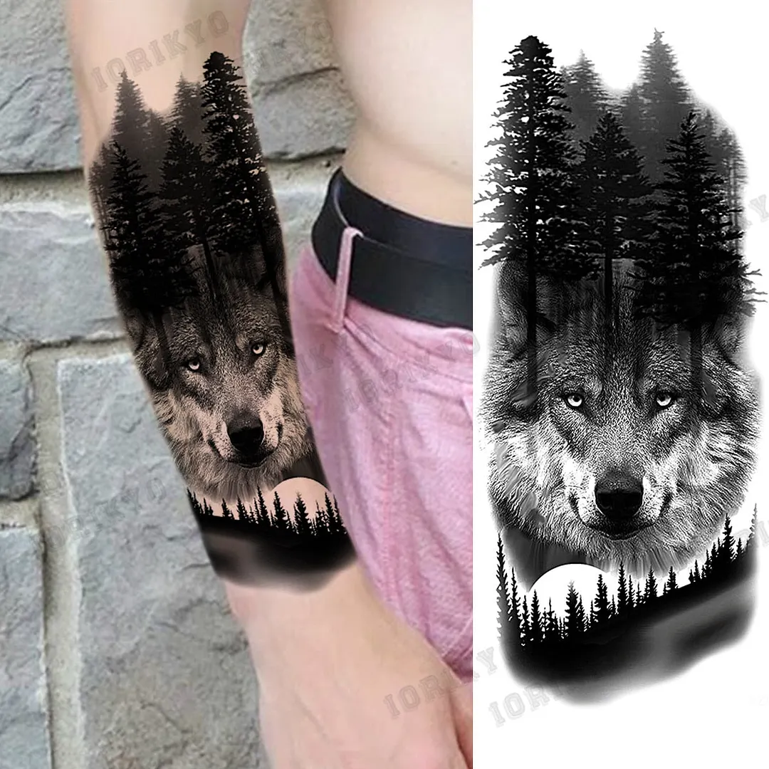 Realistic Devil Skeleton Temporary Tattoos For Men Adult Women Wolf Compass Gangster Fake Tattoo Washable Body Art Tatoo Sticker