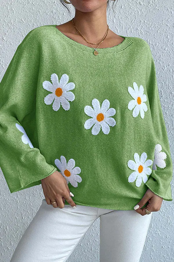 Athvotar Athvotar Embroidered Flower Women's Clothing 2025 New Loose One-Word Shoulder Jacket Sweater