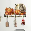 Wooden Halloween Pumpkin Owl 3 Hooks Diamond Painting Hook Rail DIY Crafts Decor