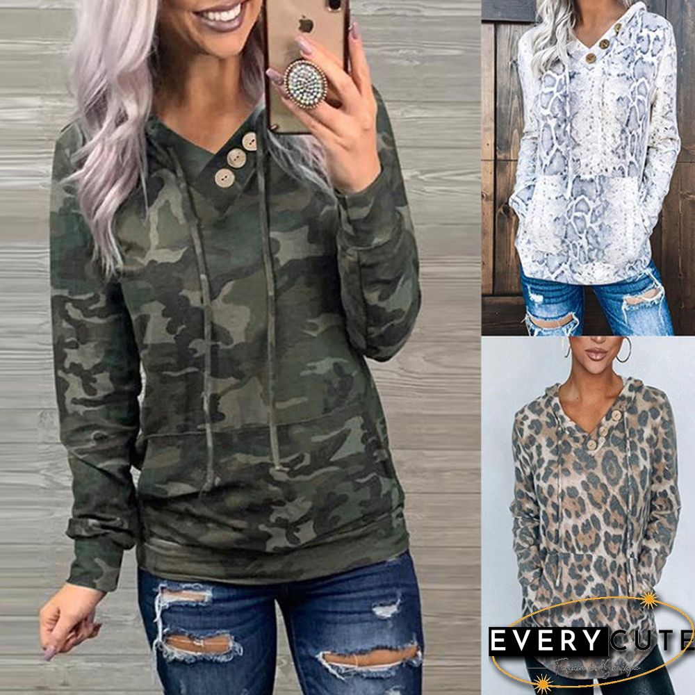 Cotton-Blend Printed Long Sleeve Sweatshirts
