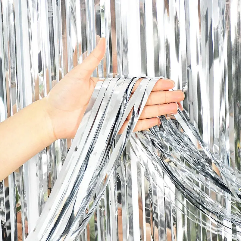 2M Party Backdrop Glitter Rose Gold Tinsel Fringe Foil Curtain Kids Adult Birthday Party Wedding Decoration Supplies Baby Shower