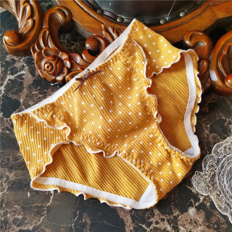 2021 Women's Cotton Underwear Sexy Lace Panties Fashion Bow  Briefs Low Waist Seamless Dot Underpants Female Lingerie Cute