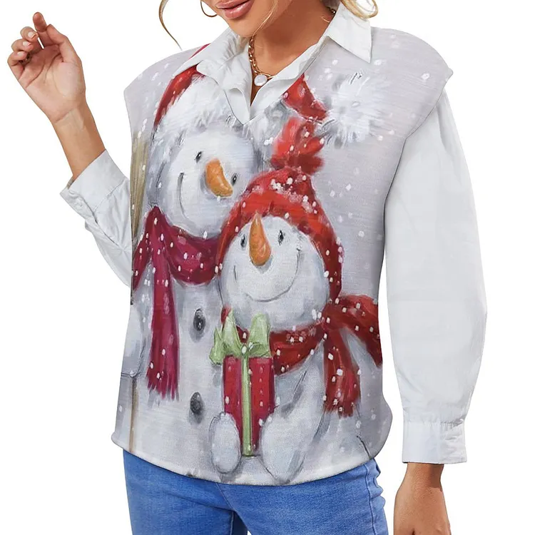 Personalized Design Women's Off Shoulder Sweater Vest Christmas