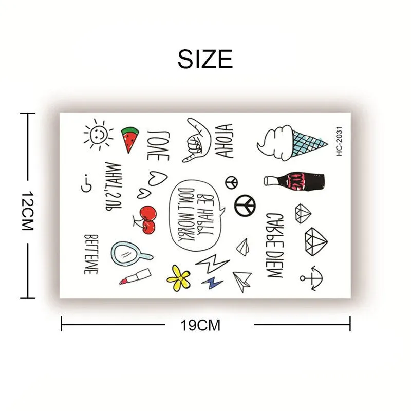 2pcs Geometric Planet Fashion Temporary Tattoo Sticker Cute Rainbow Rabbit Cat Colorful Arm Body Art Large Fake Tattoo Sticker