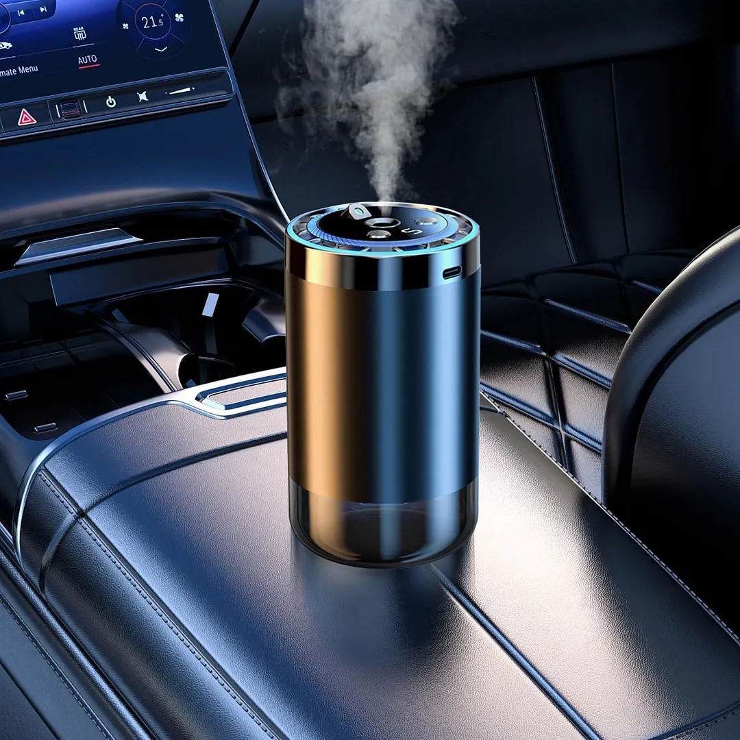 Smart car air freshener, automatic induction atomization, adjustable concentration, USB charging, customized car logo