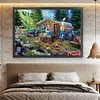 >SALE<Full Embroidery Eco-cotton Thread 18CT Printed Camping Cross Stitch Kit 60x45cm