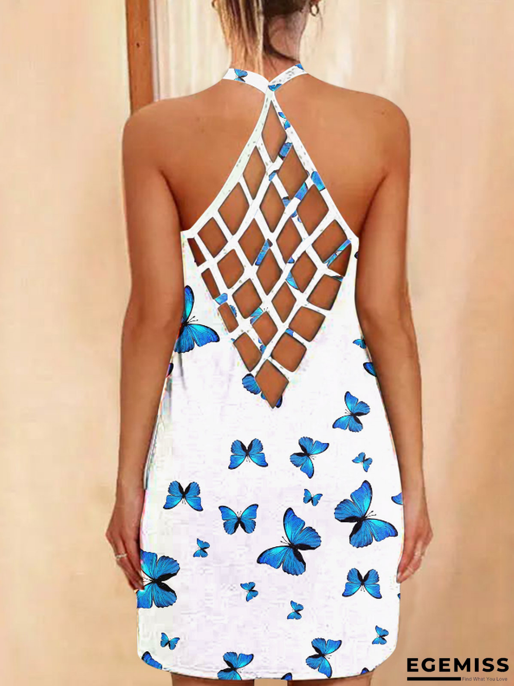 New Printed Sexy Hollow Neck Slim Dress Women In Summer | EGEMISS