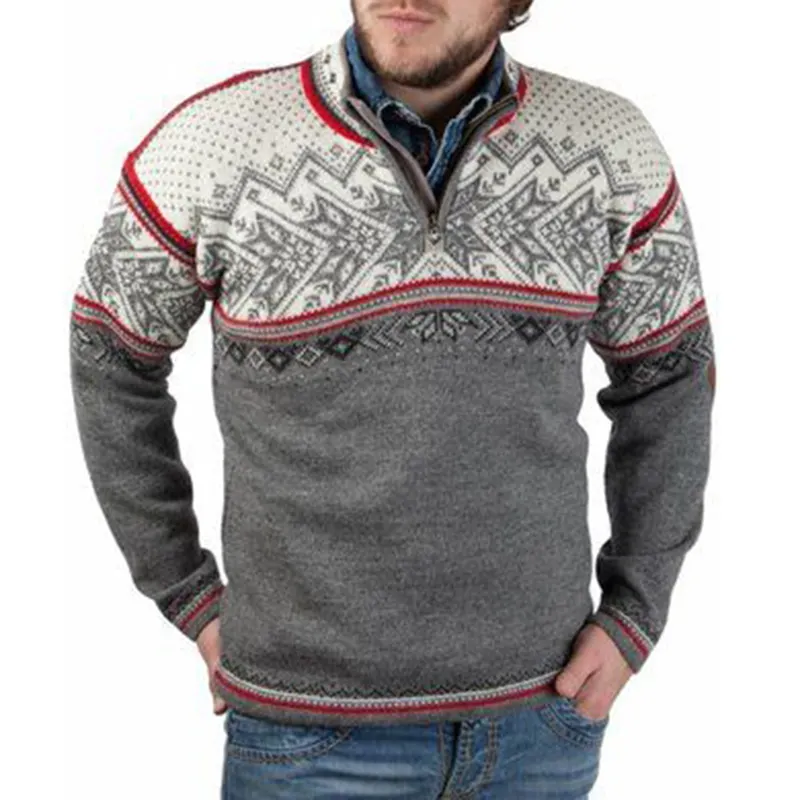 Vintage Warmth Dale of Norway Knit Jacquard Icelandic Half Zip Collar Sweater（Unisex ）
