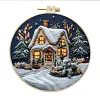 Xmas House-DIY Embroidery Kit with Pattern Cotton Threads Needles Hoop 30*30cm/11.81*11.81in