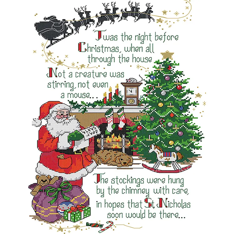 Joy Sunday-Merry Christmas (32*45CM) 14CT Stamped Cross Stitch gbfke
