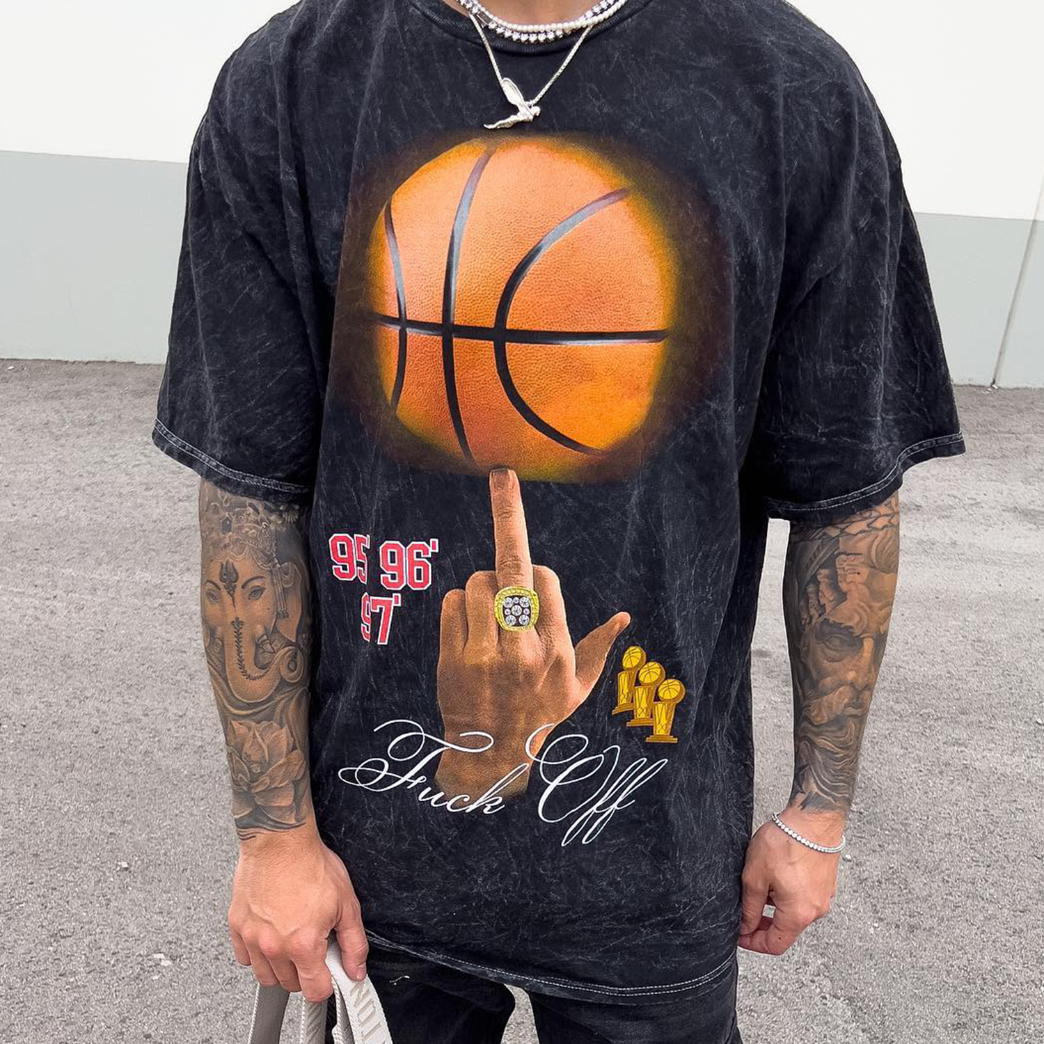 Men's Retro Distressed Casual Basketball Print Short Sleeves