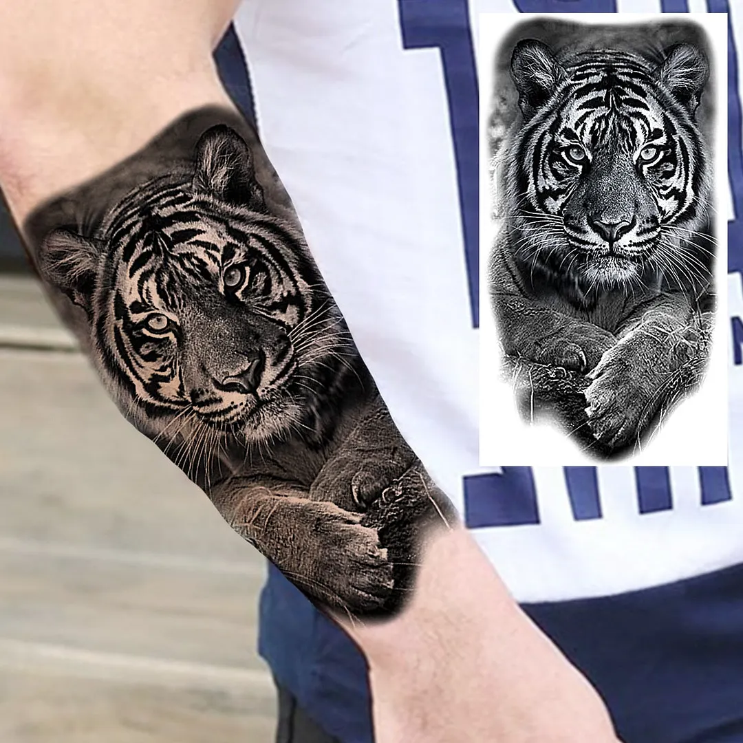 Halloween Clown Joker Scary Temporary Tattoos For Men Women Realistic Scary Lion Waterproof Tattoo Forearm Tatoos Vampire