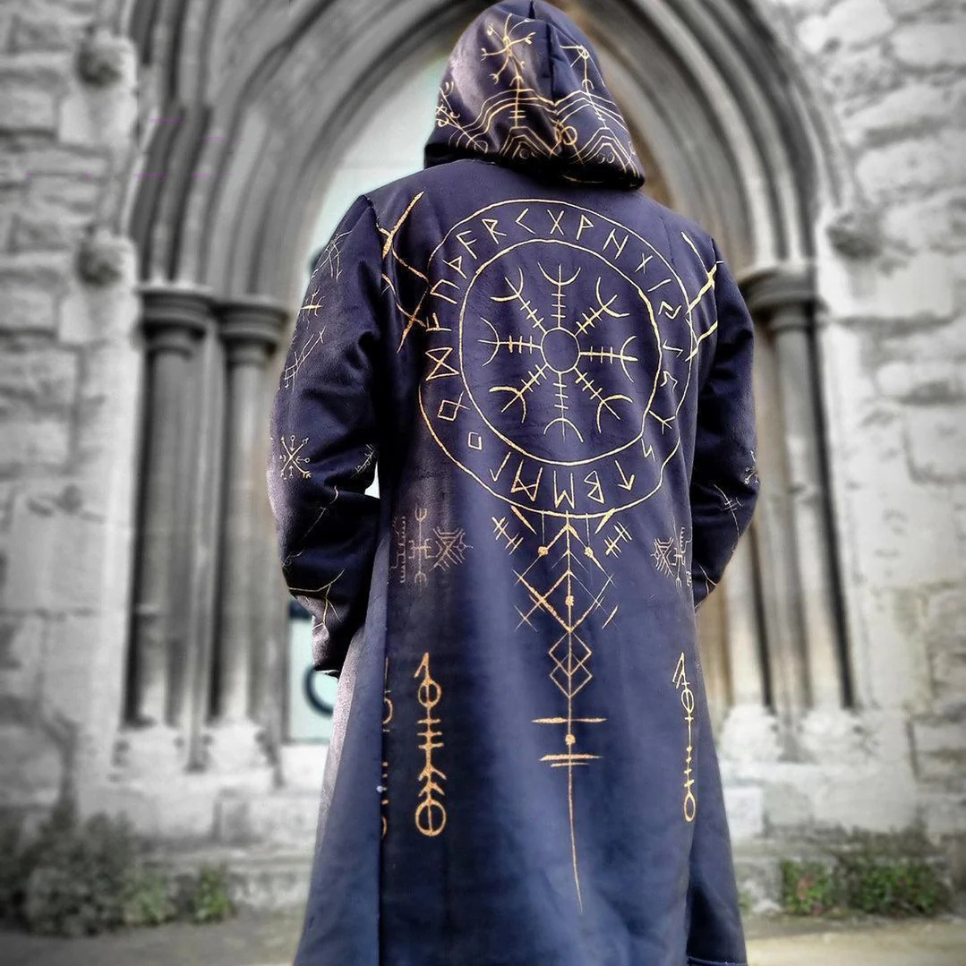 Vintage Viking Compass Totem Hooded Coat