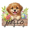 (US Local)Wooden Special Shape Hello Dog 3 Hooks Diamond Painting Hook Rail Kit