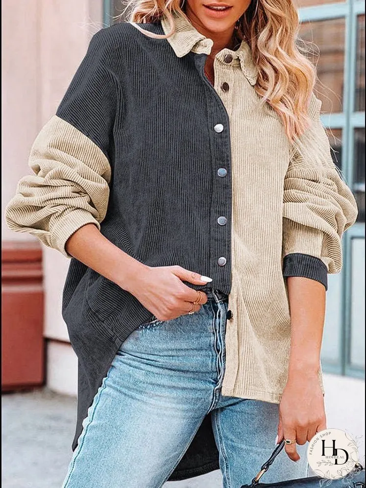 Summer Corduroy Colorblock Jacket