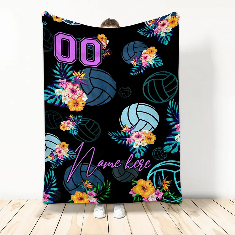 Personalized Volleyball Blanket, Volleyball Sherpa Fleece Blanket | BKKid526