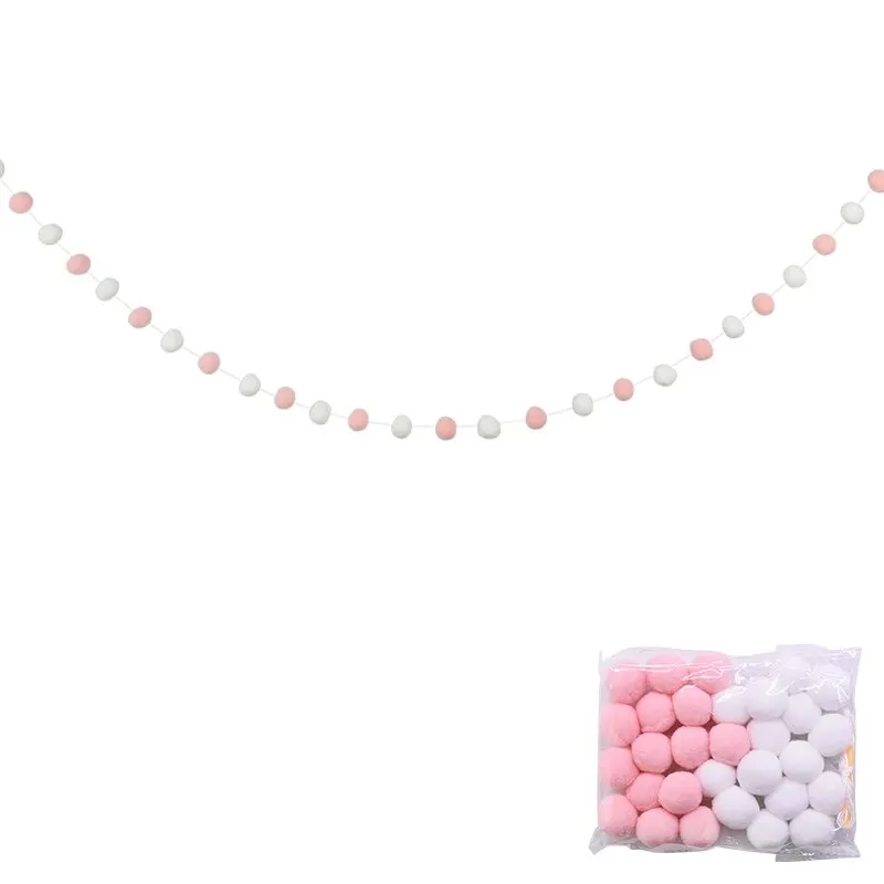 2.5Meter Colorful Pompom Pendant Garland Ins Nordic Series Wool Felt Ball String DIY Handmade Nursery Children Room Decor
