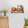 Wooden Halloween Pumpkin Owl 3 Hooks Diamond Painting Hook Rail DIY Crafts Decor