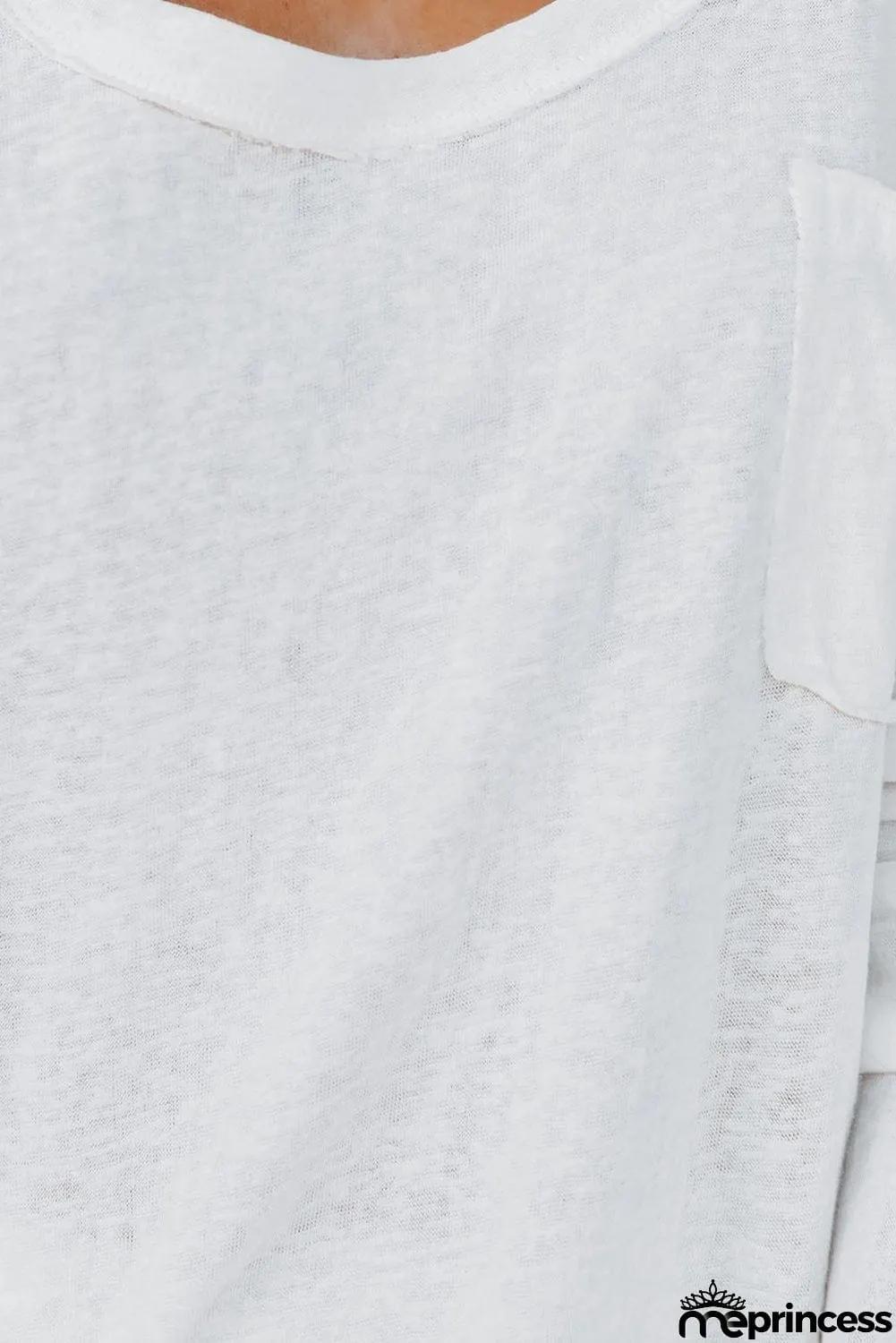 Plain Basic Long Sleeve Tee with Pocket