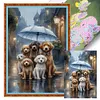 Rainy Umbrella Puppy-11CT Stamped Cross Stitch 40*60cm