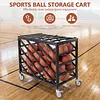 [US Local Warehouse] Ball Cart with Wheels Rolling Basketball Rack with Lockable Lid Balls Storage Locker for Volleyball Gym Recess Soccer Playground