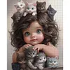 Little Girl And Cat-11CT Stamped Cross Stitch 40*50cm/15.75*19.69in