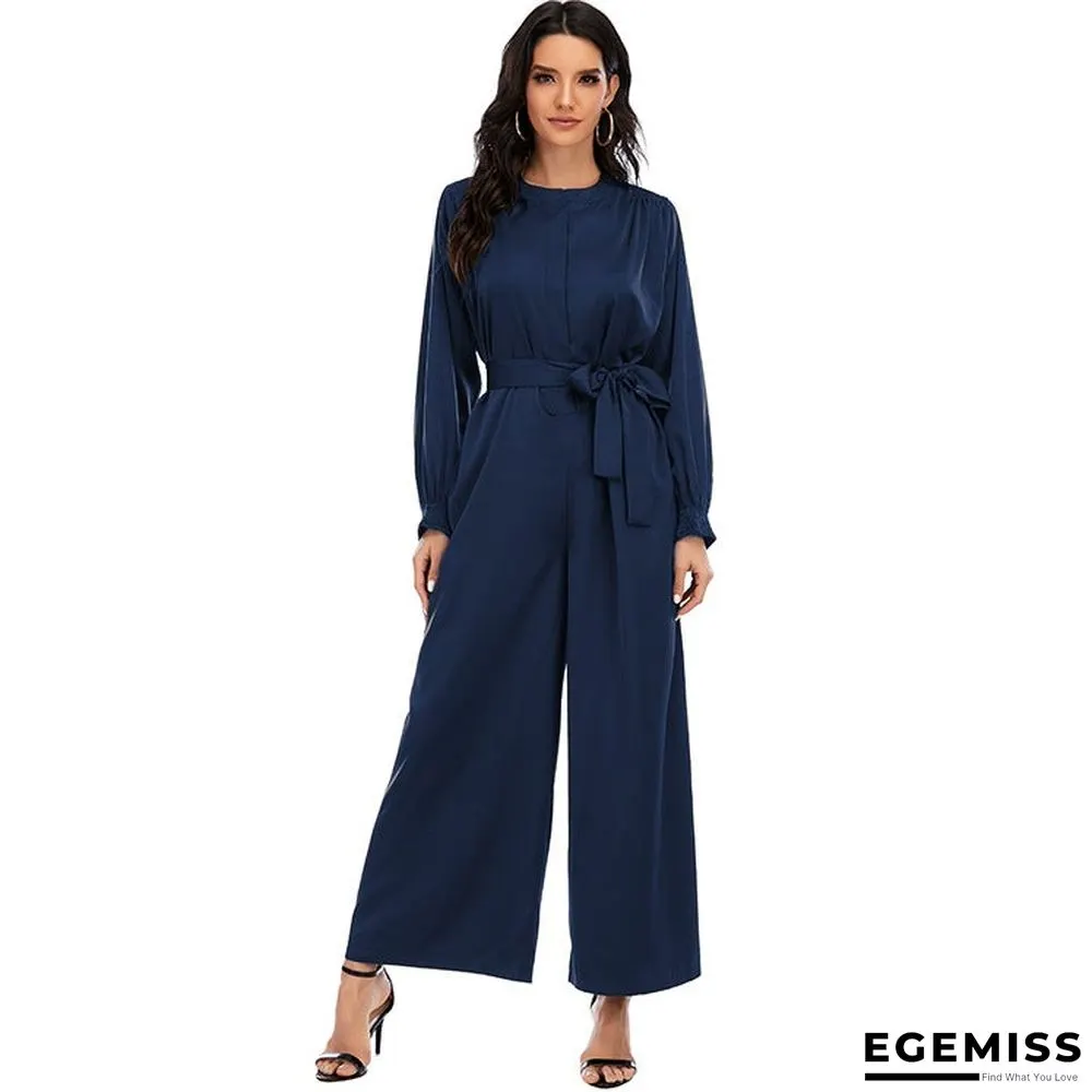 Fashion Jumpsuit Solid Color Waist Temperament Wide-leg Pants | EGEMISS