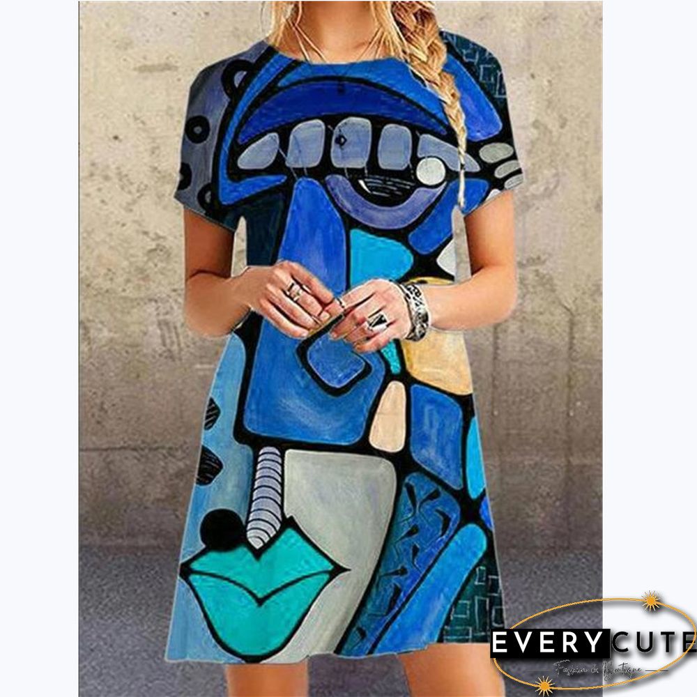 Fashion Printed Large Size Loose Dress
