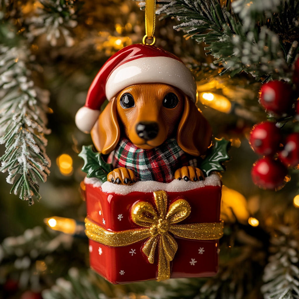 Merry Dachshund WN1510067CL Personalized Christmas Ornament