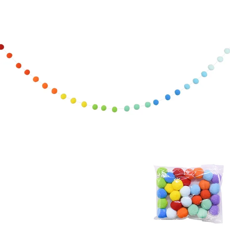 2.5Meter Colorful Pompom Pendant Garland Ins Nordic Series Wool Felt Ball String DIY Handmade Nursery Children Room Decor