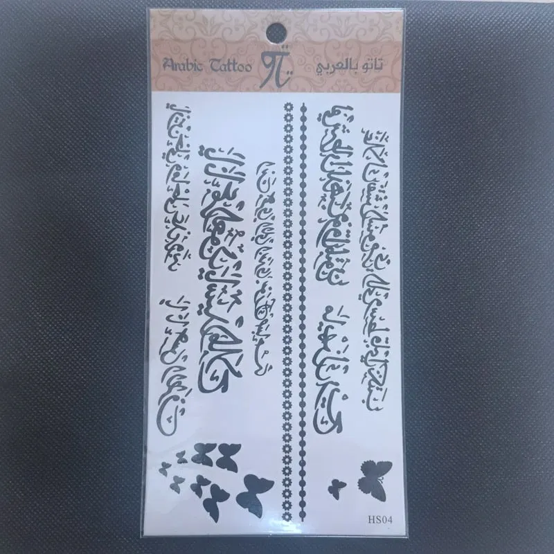 Arabic Tattoo Sticker Waterproof Temporary Tattoo Men and Women Sacred Proverbs Fake Tattoos Body Art Decorative Tattoo Stickers