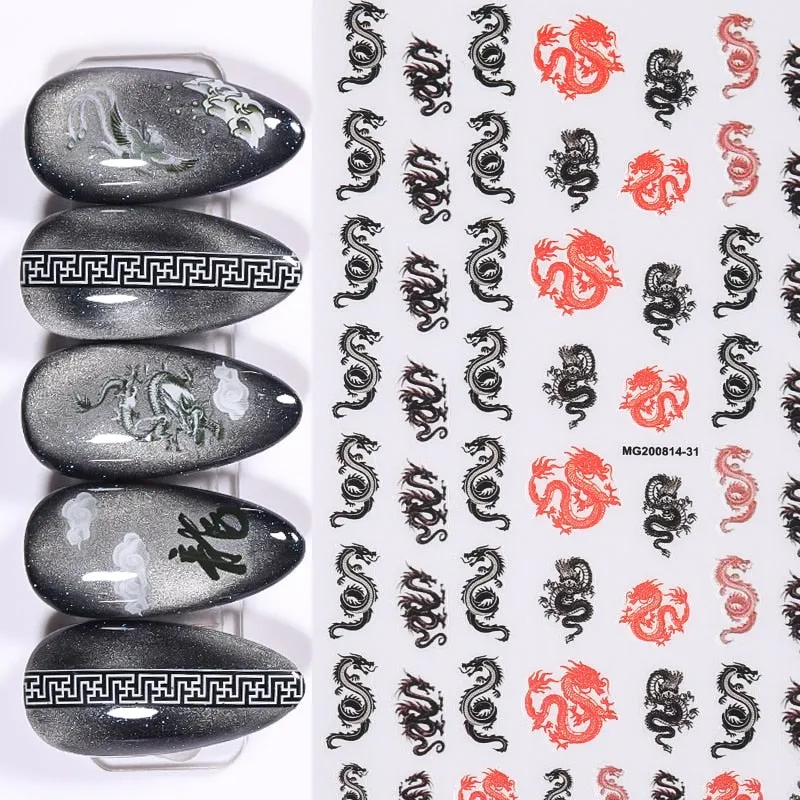 1PC Animals 3D Nail Stickers Leopard Zebra Transfer Stickers Kiss Letter Number Nail Art Stickers Colorful Nail Art Decoration