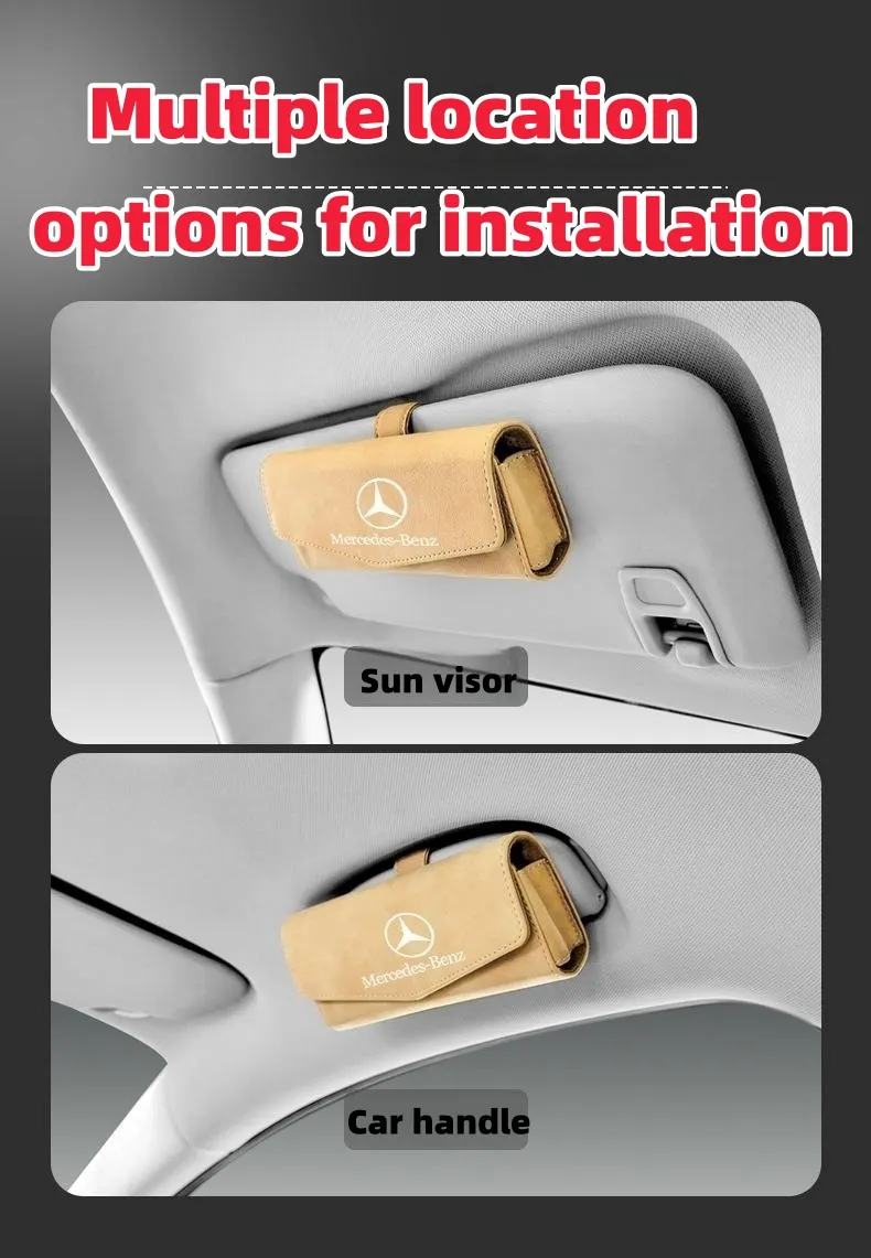 Car sun visor multifunctional suede leather glasses storage box