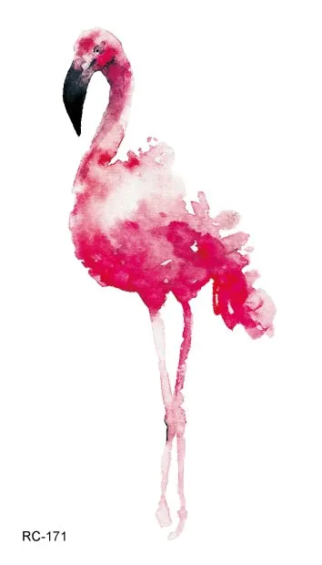 52 Kinds Watercolor Animals Fake Tattoos Temporary Cat Flamingo Wolf Whale Fox Butterfly Waterproof Tatto Stickers Small Size