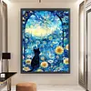 Black Cat Under The Starry Sky-11CT Stamped Cross Stitch 50*65cm/19.69*25.59in (Big Size)