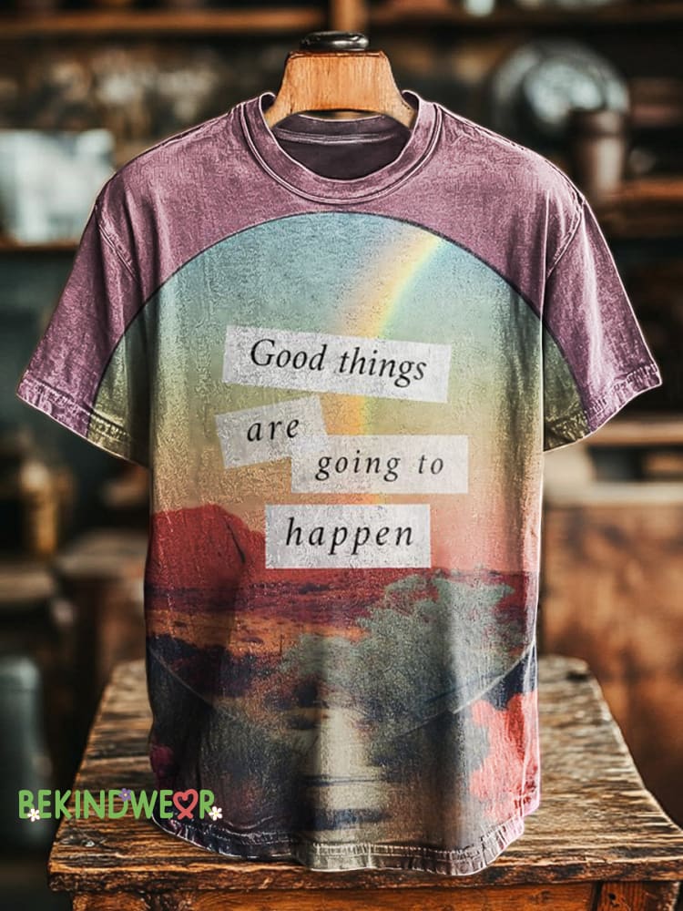 Good Things Are Going To Happen Printed Casual Crew Neck Short Sleeve T-Shirt Multicolor / S