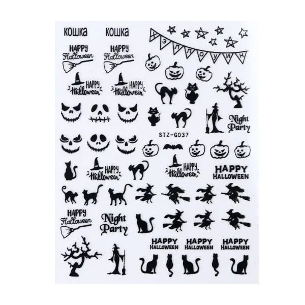 Nail Stickers Back Glue Multiple colors Hallowmas Designs Nail Decal Decoration Tips For Beauty Salons-Nail Inspo