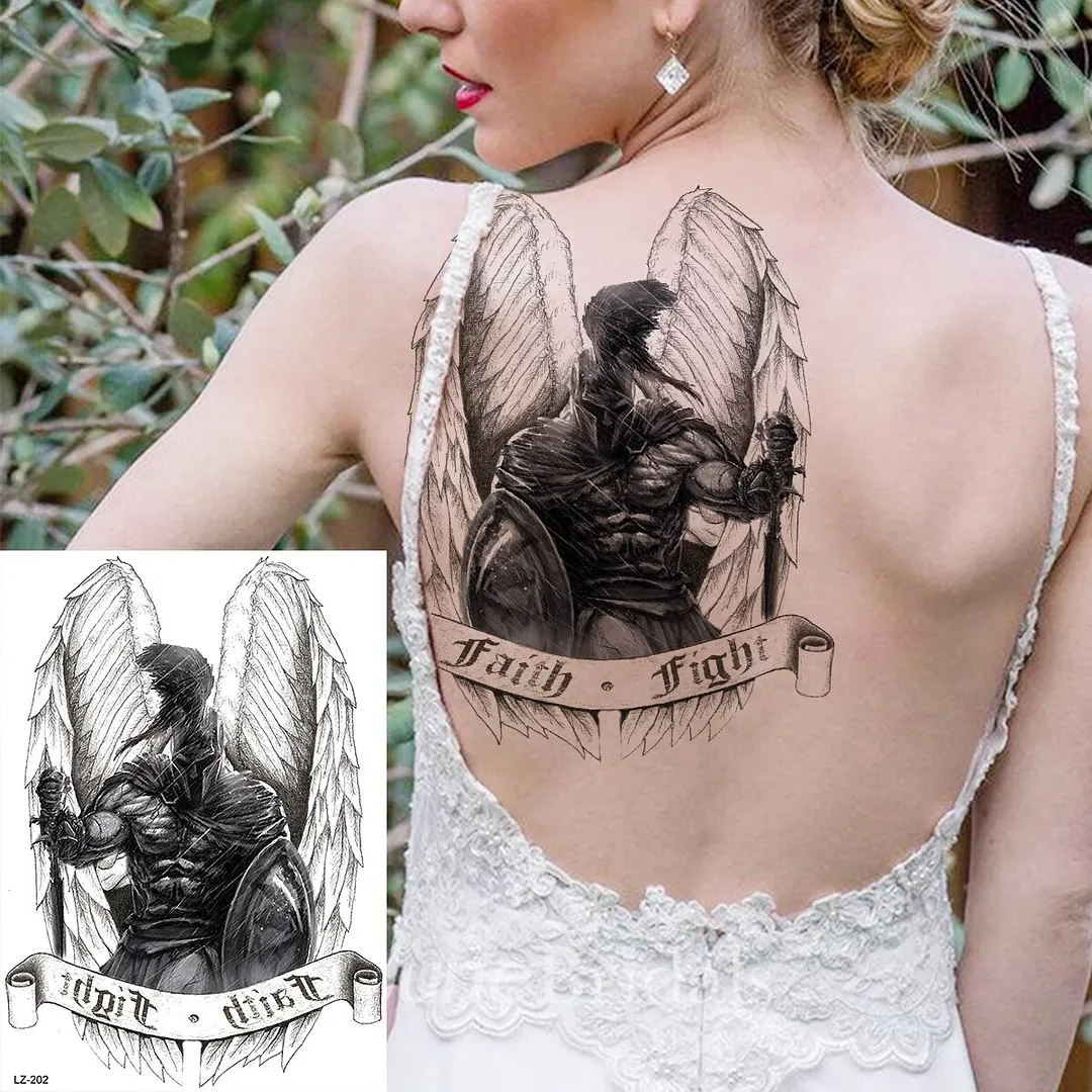 Sdrawing Large Anchor Back Octopus Pirate Skeleton Halloween Temporary Tattoos For Men Adult Compass Wings Fake Tattoo Stickers