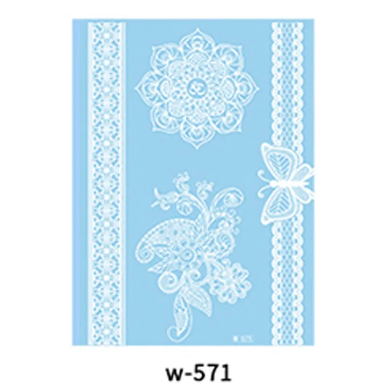 Sexy Henna Mehndi Tattoo White Lace Necklace Flower Water Transfer Temporary Tatoo Sticker Body Art Waterproof for Wedding Beach