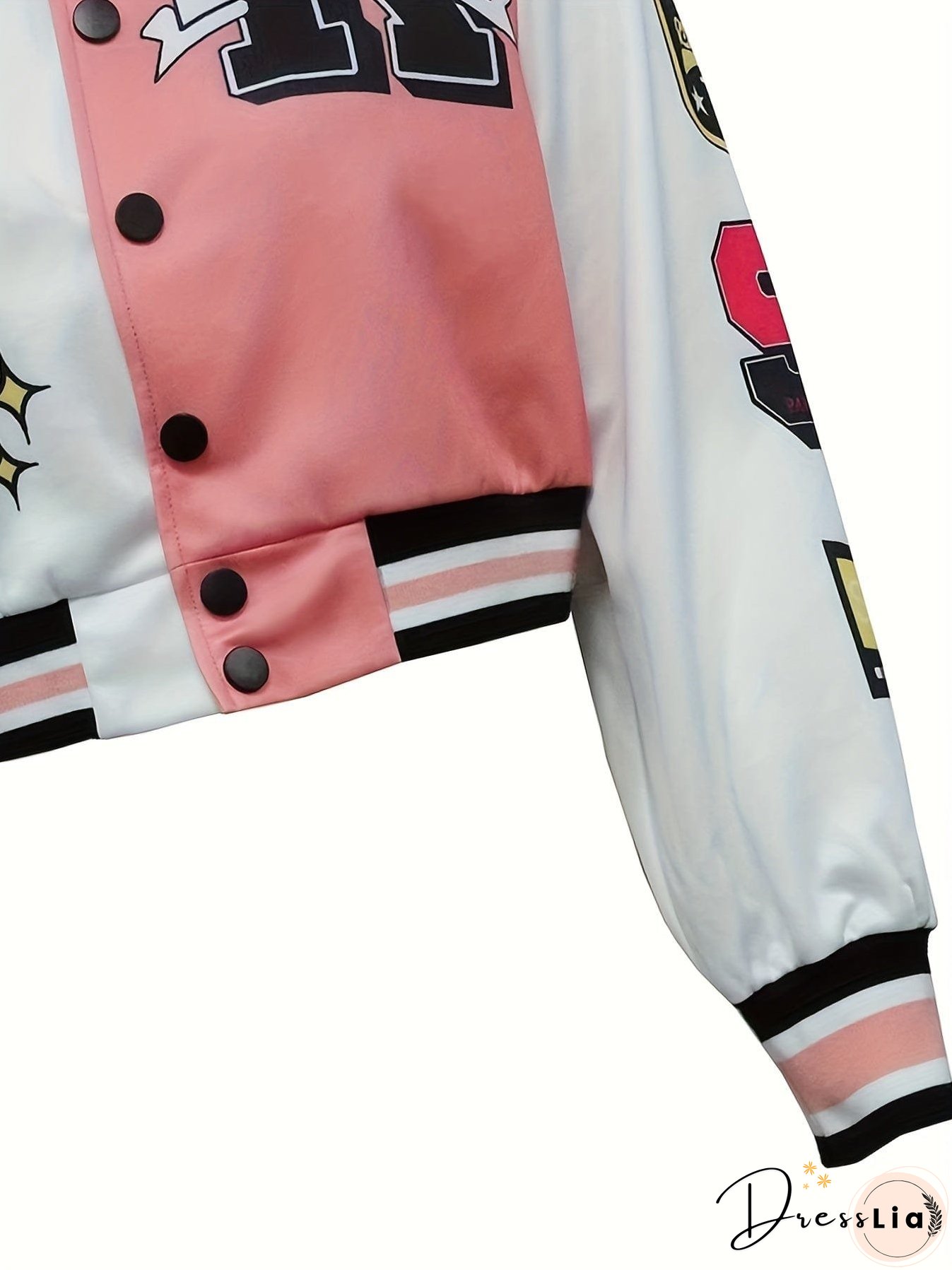 Casual Varsity Stylish Letter Print Button Front Jacket